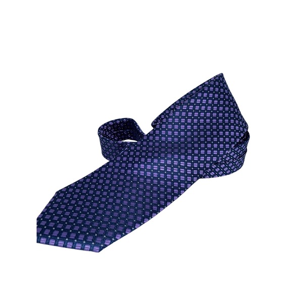 Michael Kors Other - Michael Kors Mens Purple Navy Blue Geometric Square Silk Necktie Accessory